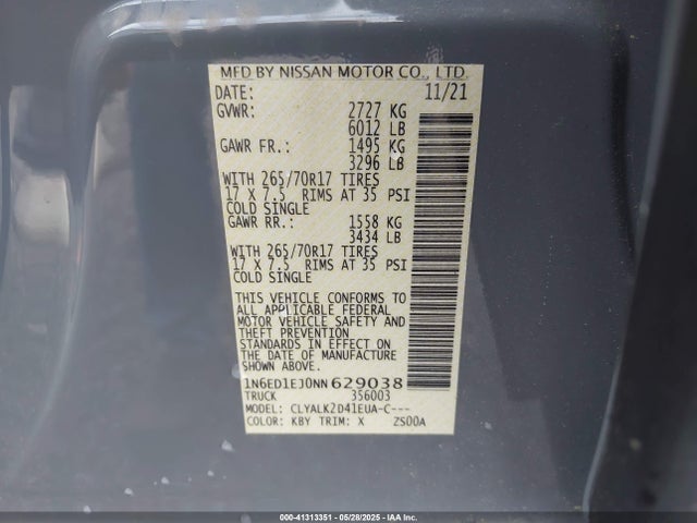Nissan Frontier Pro-x 4x2 2022 1N6ED1EJ0NN629038 Image 9