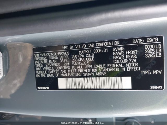 2020 VOLVO XC90 YV4A221K0L1562969 Photo 8