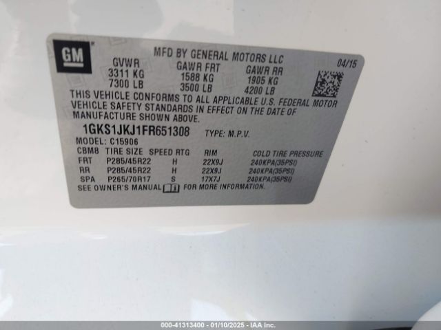 1GKS1JKJ1FR651308 GMC Yukon Xl 1500 Denali