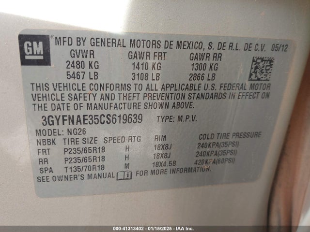 2012 CADILLAC SRX 3GYFNAE35CS619639 Photo 8