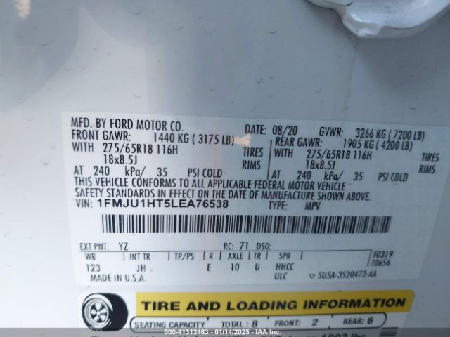 1FMJU1HT5LEA76538 Ford Expedition Xlt