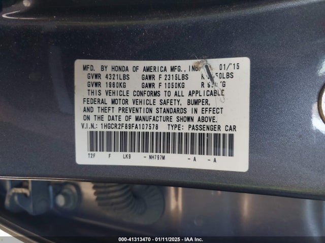1HGCR2F89FA107578 Honda k24w1