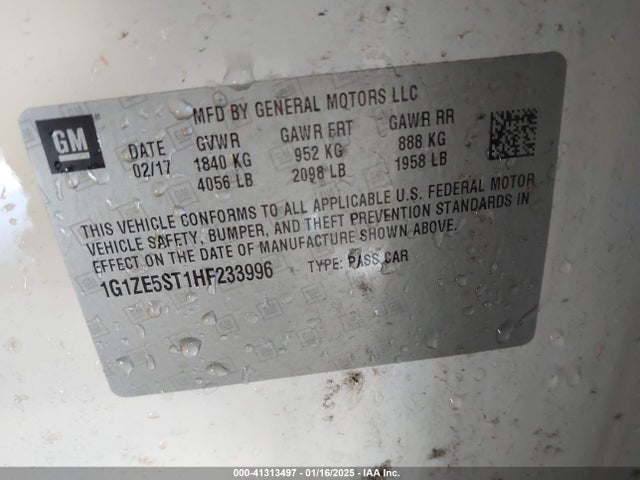1G1ZE5ST1HF233996 Chevrolet MALIBU 1LT