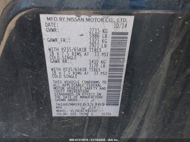 Nissan Pathfinder S 2015 5N1AR2MM1FC615369 Image 9