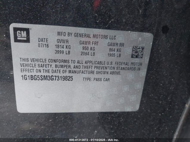 1G1BG5SM3G7319825 Chevrolet Cruze Premier Auto