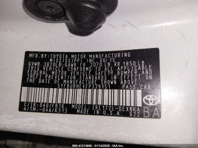 Toyota Corolla 2015 5YFBURHE4FP339151 Image 9