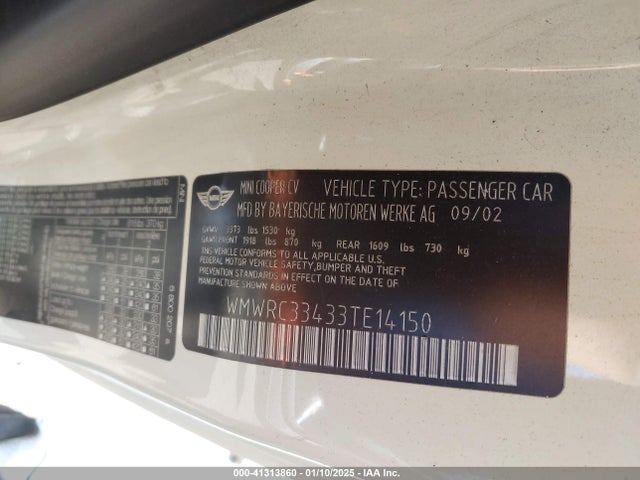2003 MINI COOPER WMWRC33433TE14150 Photo 8