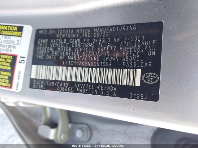 4T1C11AK5NU061064 Toyota a25a-fks