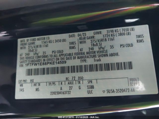 1FTFW1E88PKE14509 Ford F-150 Xlt
