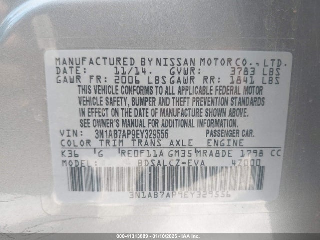 Nissan SENTRA S 2014 3N1AB7AP9EY329556 Image 9