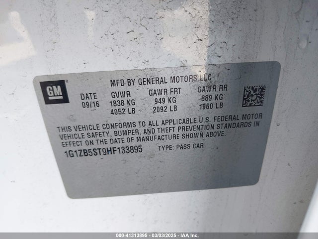 Chevrolet MALIBU LS 2017 1G1ZB5ST9HF133895 Image 9