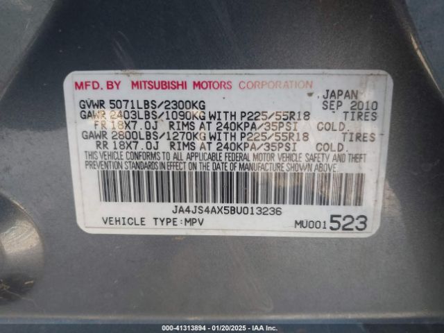 2011 MITSUBISHI OUTLANDER JA4JS4AX5BU013236 Photo 8