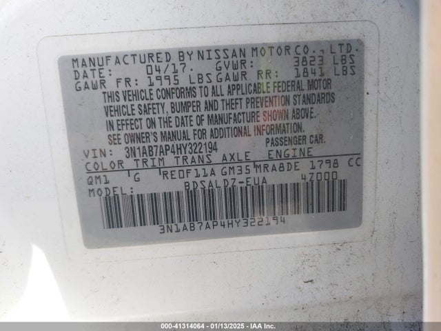 Nissan SENTRA SV 2017 3N1AB7AP4HY322194 Image 9