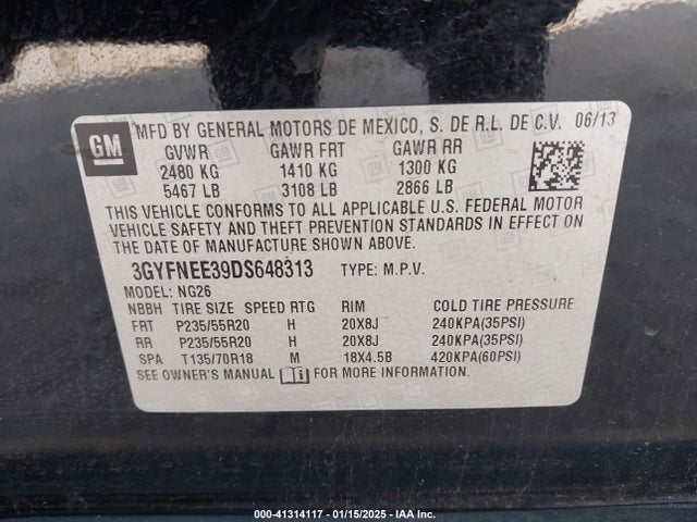 2013 CADILLAC SRX 3GYFNEE39DS648313 Photo 8