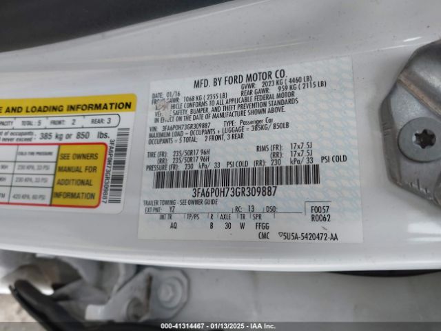 3FA6P0H73GR309887 Ford FUSION SE