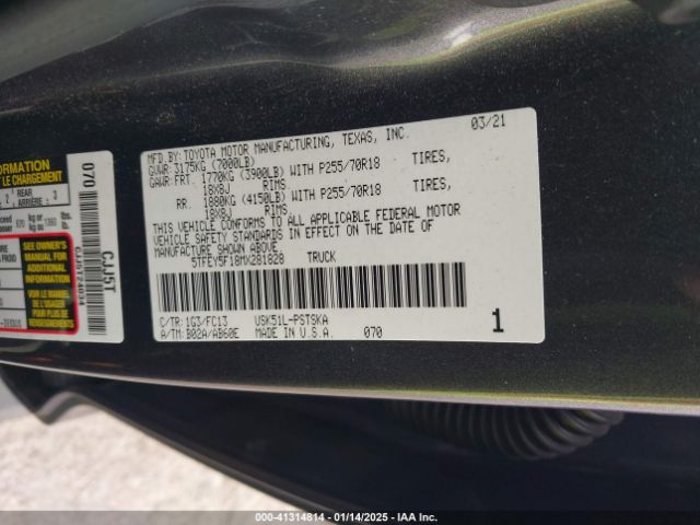 5TFEY5F18MX281828 Toyota Tundra Sr5