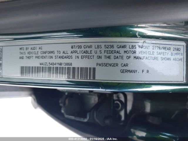 2000 AUDI A6 WAUZL54B4YN013868 Photo 8