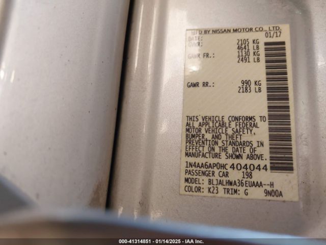 1N4AA6AP0HC404044 Nissan Maxima 3.5 Platinum