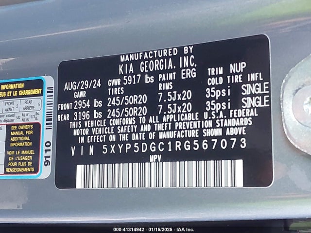 5XYP5DGC1RG567073 KIA Telluride Sx Prestige