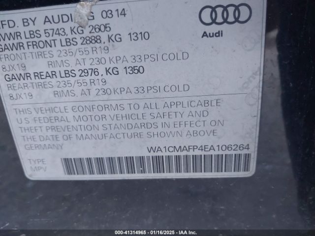 WA1CMAFP4EA106264 Audi Q5 3.0 Tdi Premium Plus