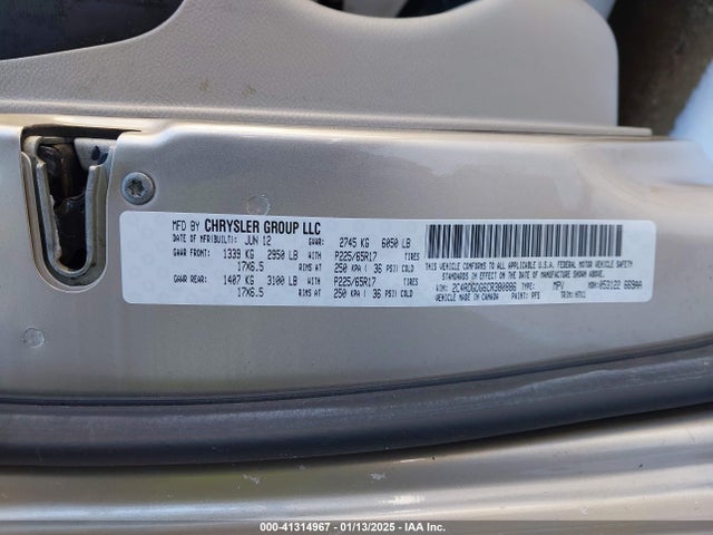 Aukcja sprzedaży 2012 Dodge Grand Caravan Crew, vin: 2C4RDGDG6CR380886, numer aukcji: 41314967