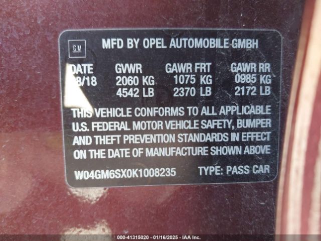 W04GM6SX0K1008235 Buick Regal Sportback Fwd Preferred Ii