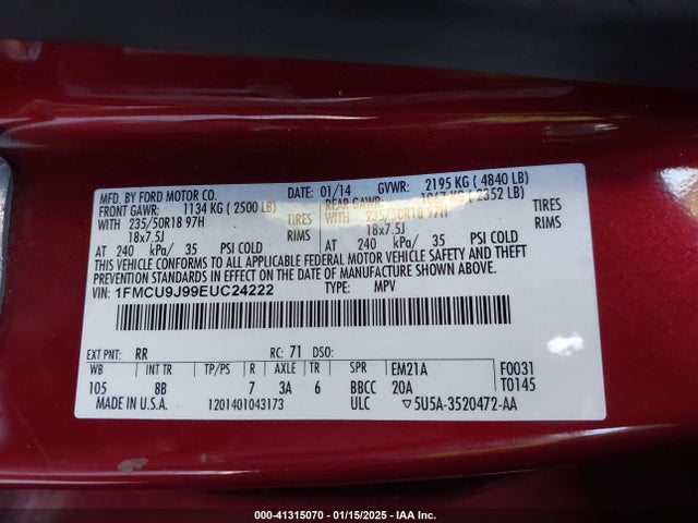 Ford Escape Titanium 2014 1FMCU9J99EUC24222 Image 9