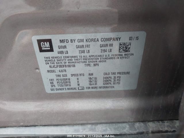 KL4CJFSB3FB180108 Buick Encore Convenience