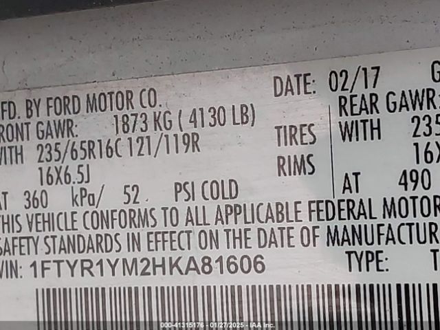 1FTYR1YM2HKA81606 Ford Transit-250