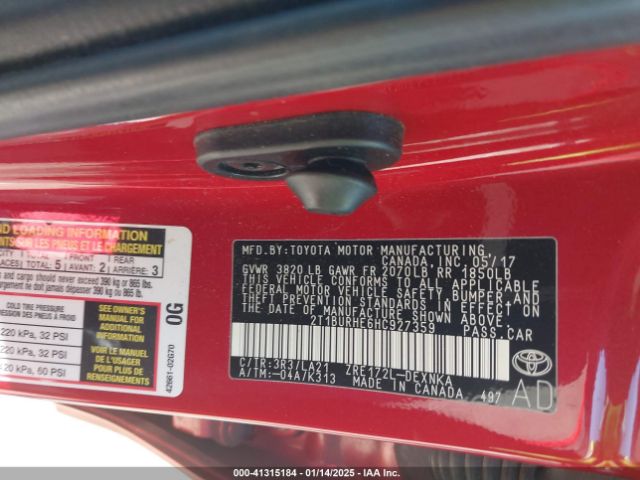 2T1BURHE6HC927359 Toyota Corolla Xle