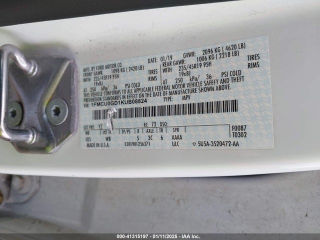 1FMCU0GD1KUB08824 Ford Escape