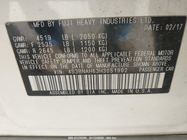 Subaru Legacy 2.5i Premium 2017 4S3BNAH63H3051902 Image 9