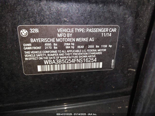 BMW 328I 2015 WBA3B5G54FNS16254 Image 9