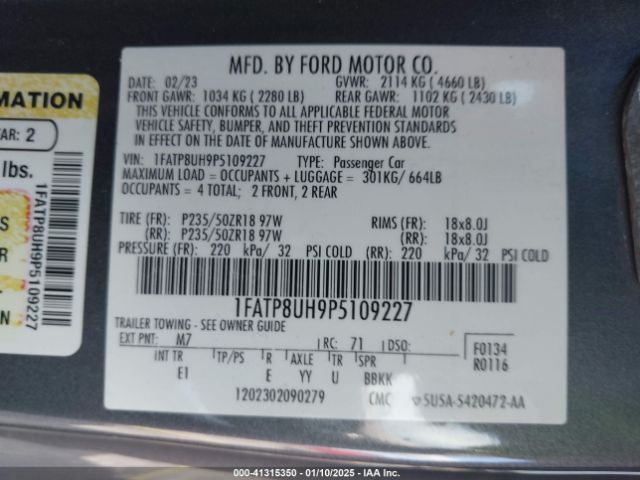 1FATP8UH9P5109227 Ford Mustang Ecoboost Premium