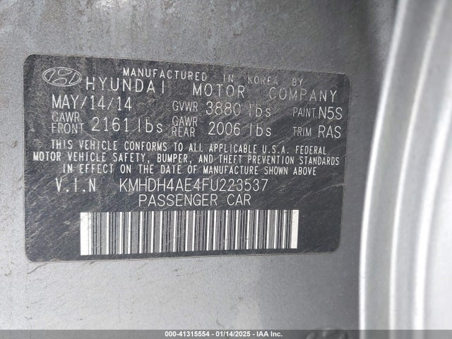 Hyundai ELANTRA SE 2015 KMHDH4AE4FU223537 Image 9