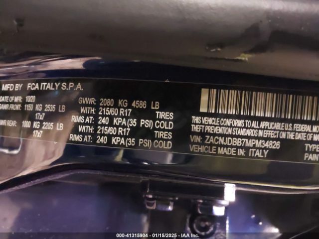 ZACNJDBB7MPM34826 Jeep Renegade Latitude 4x4