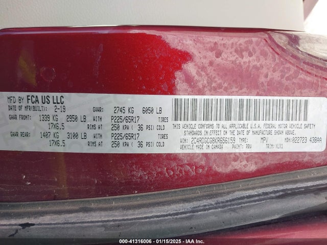 Dodge Grand Caravan Sxt 2019 2C4RDGCG8KR656159 Image 9