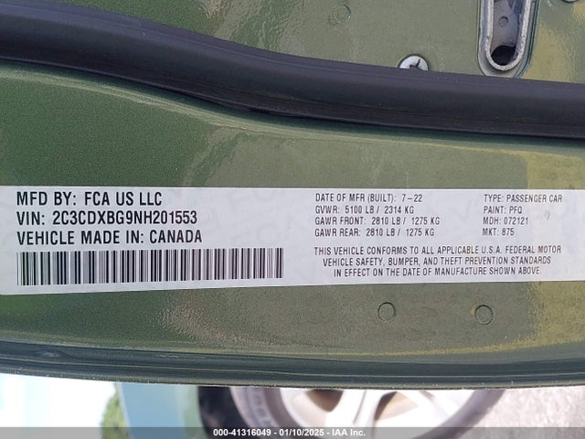 2C3CDXBG9NH201553 Dodge Charger Sxt Rwd