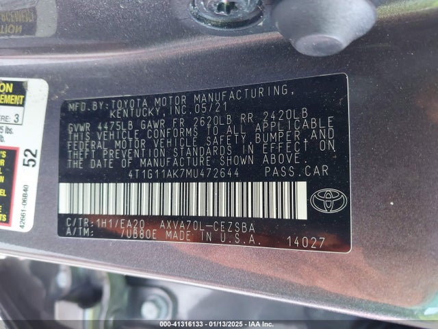 4T1G11AK7MU472644 Toyota CAMRY SE