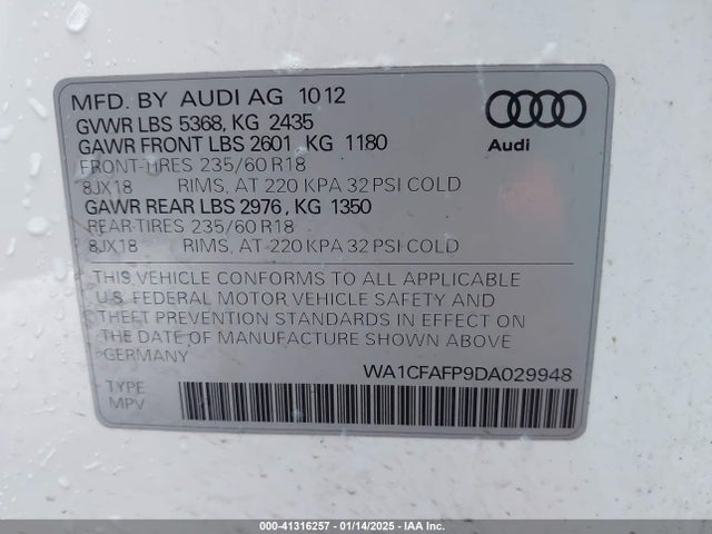 2013 AUDI Q5 WA1CFAFP9DA029948 Photo 8