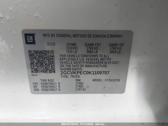 Chevrolet Silverado 1500 Ld Lt 2019 2GCVKPEC0K1109707 Image 9