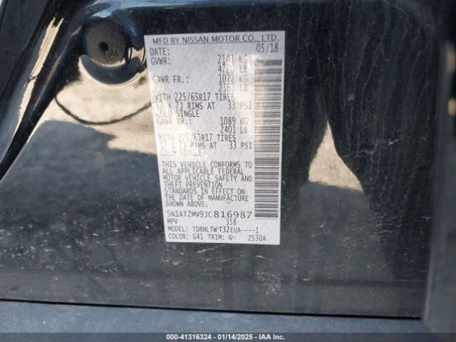 5N1AT2MV9JC816987 Nissan ROGUE SV