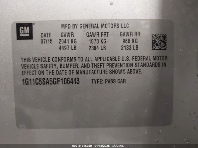 1G11C5SA5GF106443 Chevrolet Malibu Limited Lt