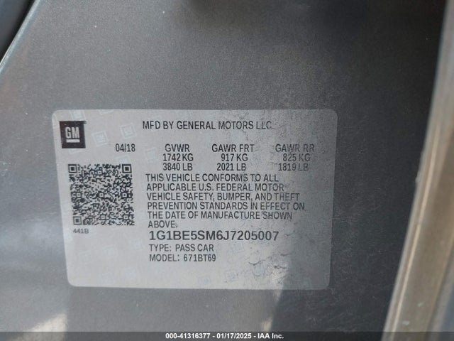 Chevrolet Cruze Lt Auto 2018 1G1BE5SM6J7205007 Image 9