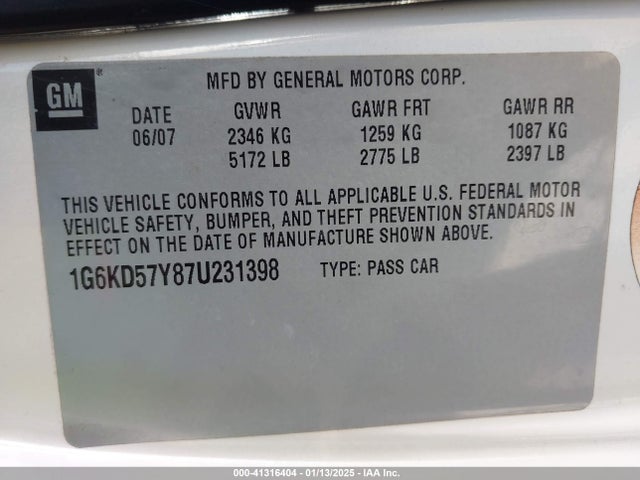 2007 CADILLAC DTS 1G6KD57Y87U231398 Photo 8