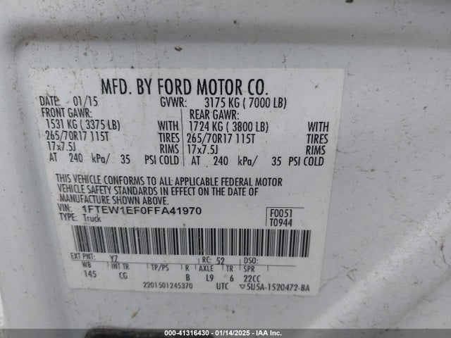 Ford F-150 Xl 2015 1FTEW1EF0FFA41970 Image 9
