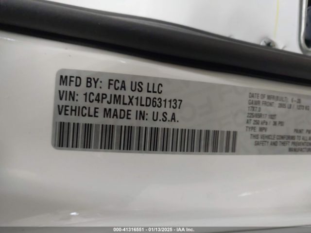 1C4PJMLX1LD631137 Jeep Cherokee Latitude Lux 4x4