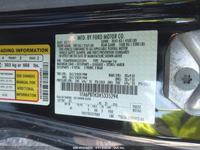 1FA6P8TH3H5335294 Ford Mustang Ecoboost