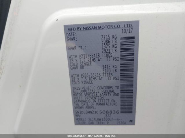 5N1DL0MN2JC508836 Infiniti QX60