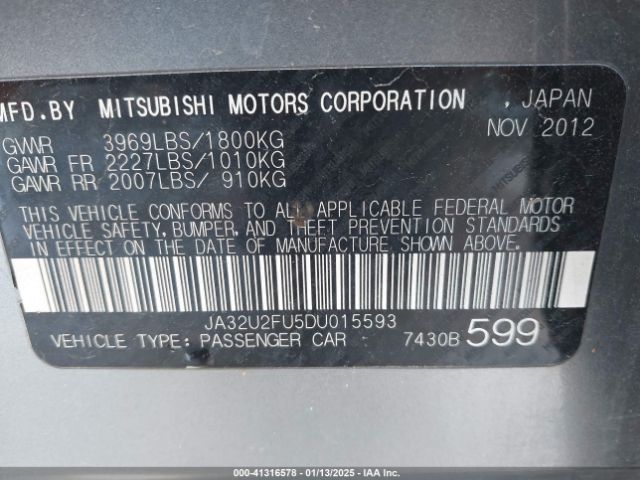 2013 MITSUBISHI LANCER JA32U2FU5DU015593 Photo 8